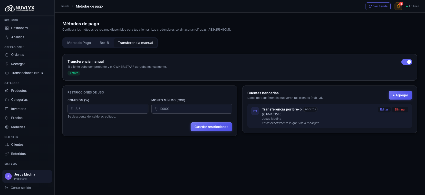 Tarjeta de cuentas bancarias con una cuenta registrada